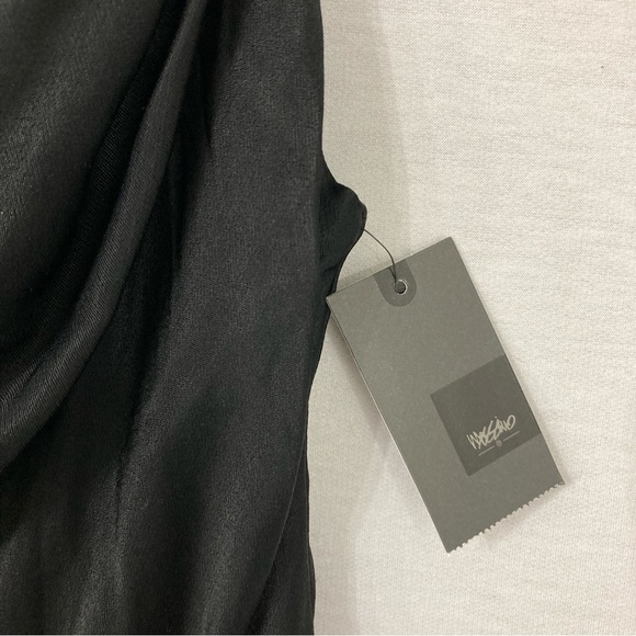 New Mossimo Black Asymmetric Hem Satin Flowy Y2K Dress Size Small - Picture 2 of 11